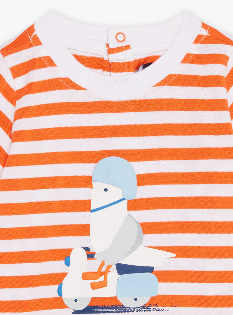T-shirt papaye à imprimé à rayures