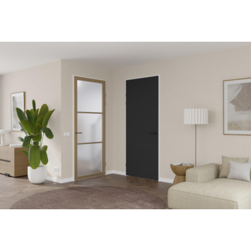 Arne & Bodil binnendeur ABE101 satijnglas - metallic brons staallook afwerking