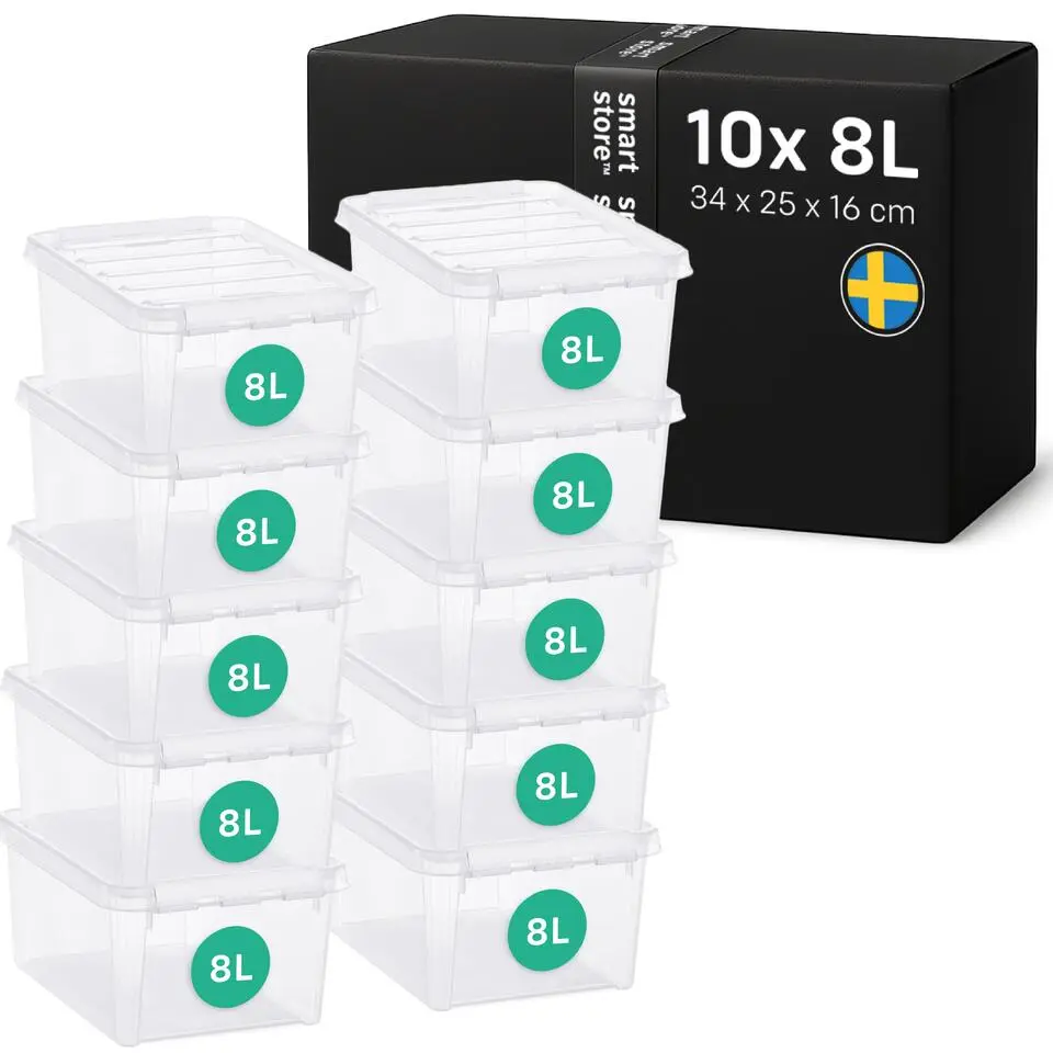 SmartStore Stevige Opbergbox 8L Set van 10 - 34x25x16cm