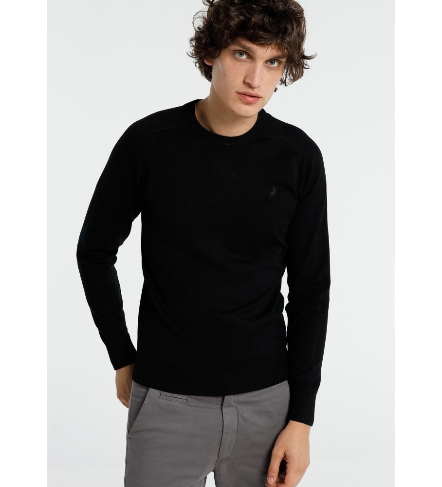 Camiseta básica de gola redonda Lois preta