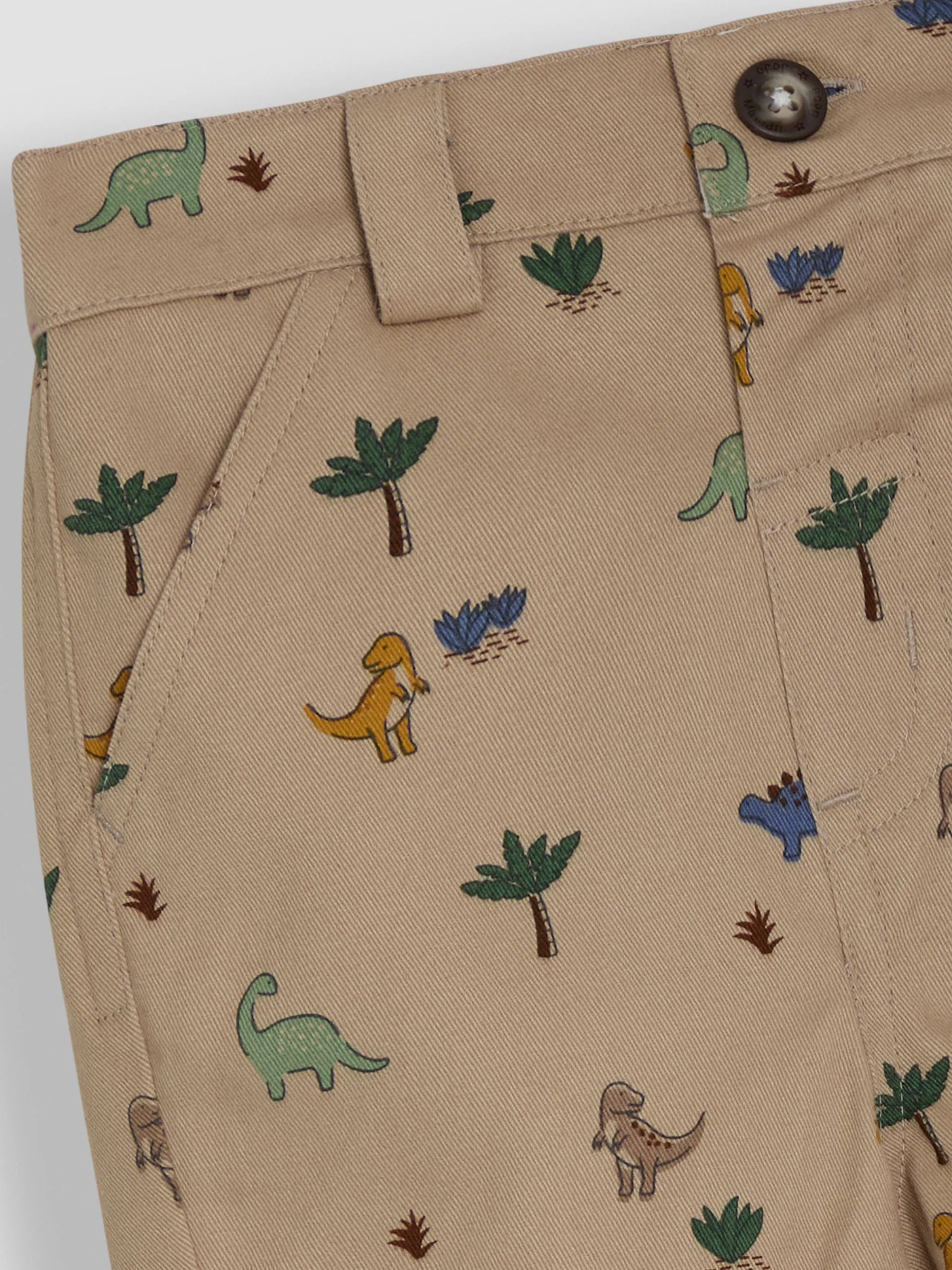 JoJo Maman Bébé Dino Print Twill Chino 100% Cotton Shorts