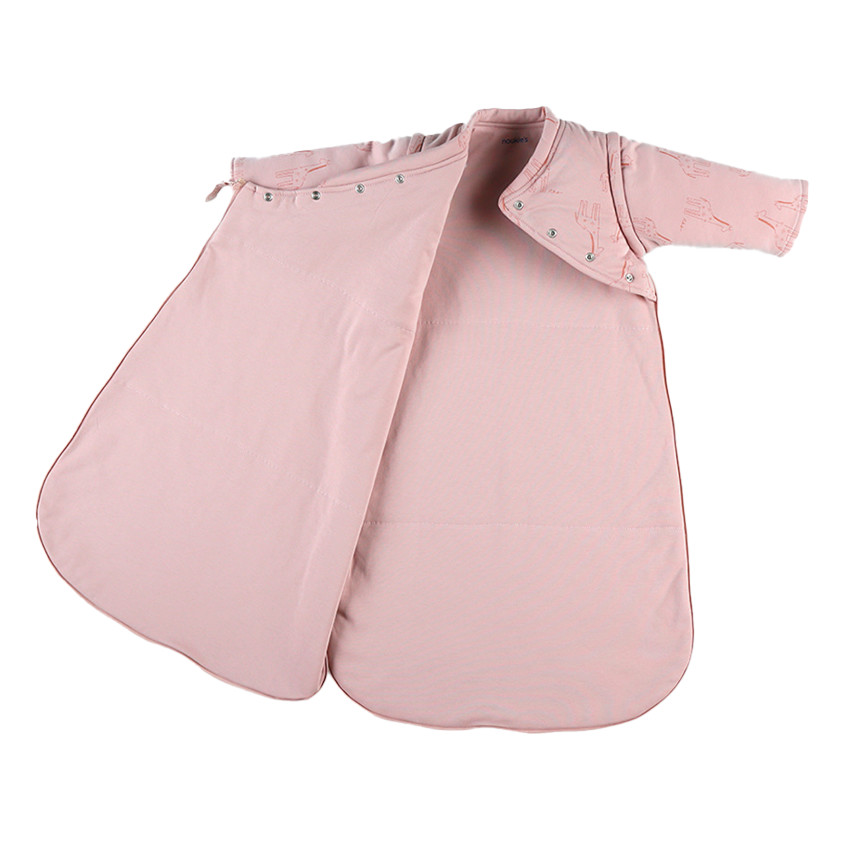 Gigoteuse manches amovibles en jersey BIO imprimé girafes 70 cm rose