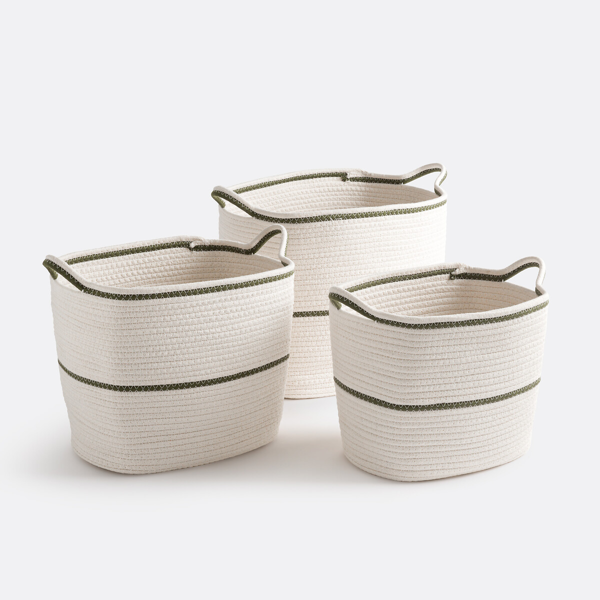LA REDOUTE INTERIEURS<br>Conjunto de 3 cestos retangulares de algodão, Kesia
