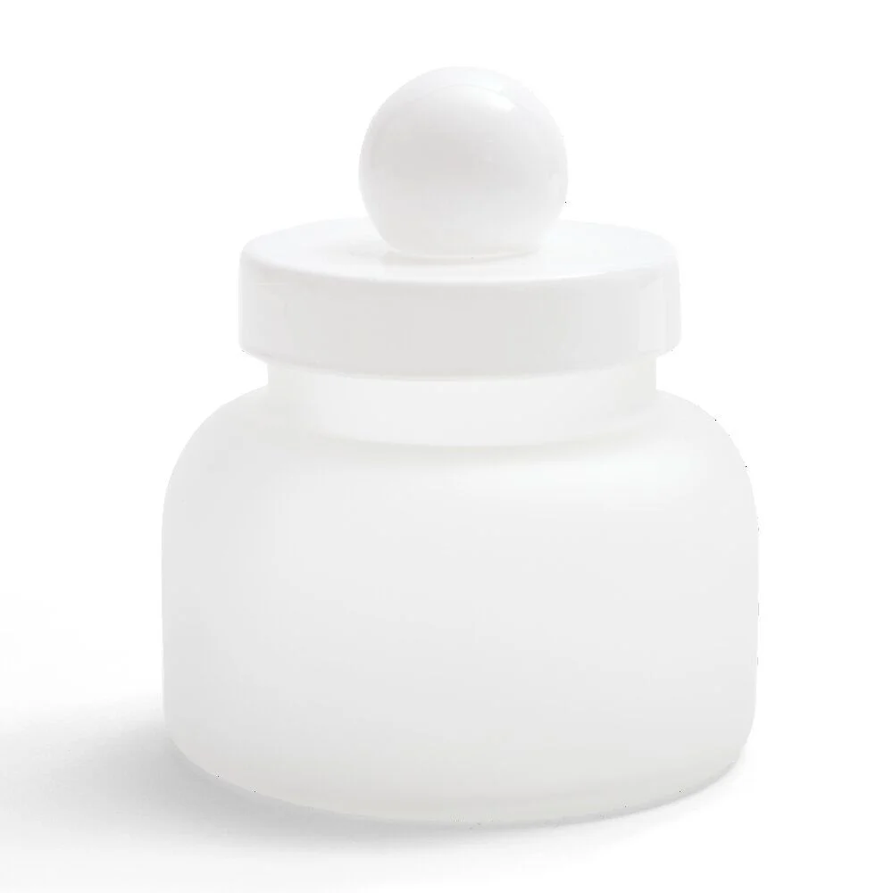 Boîte en verre transparent + couvercle blanc Ø12xH16cm