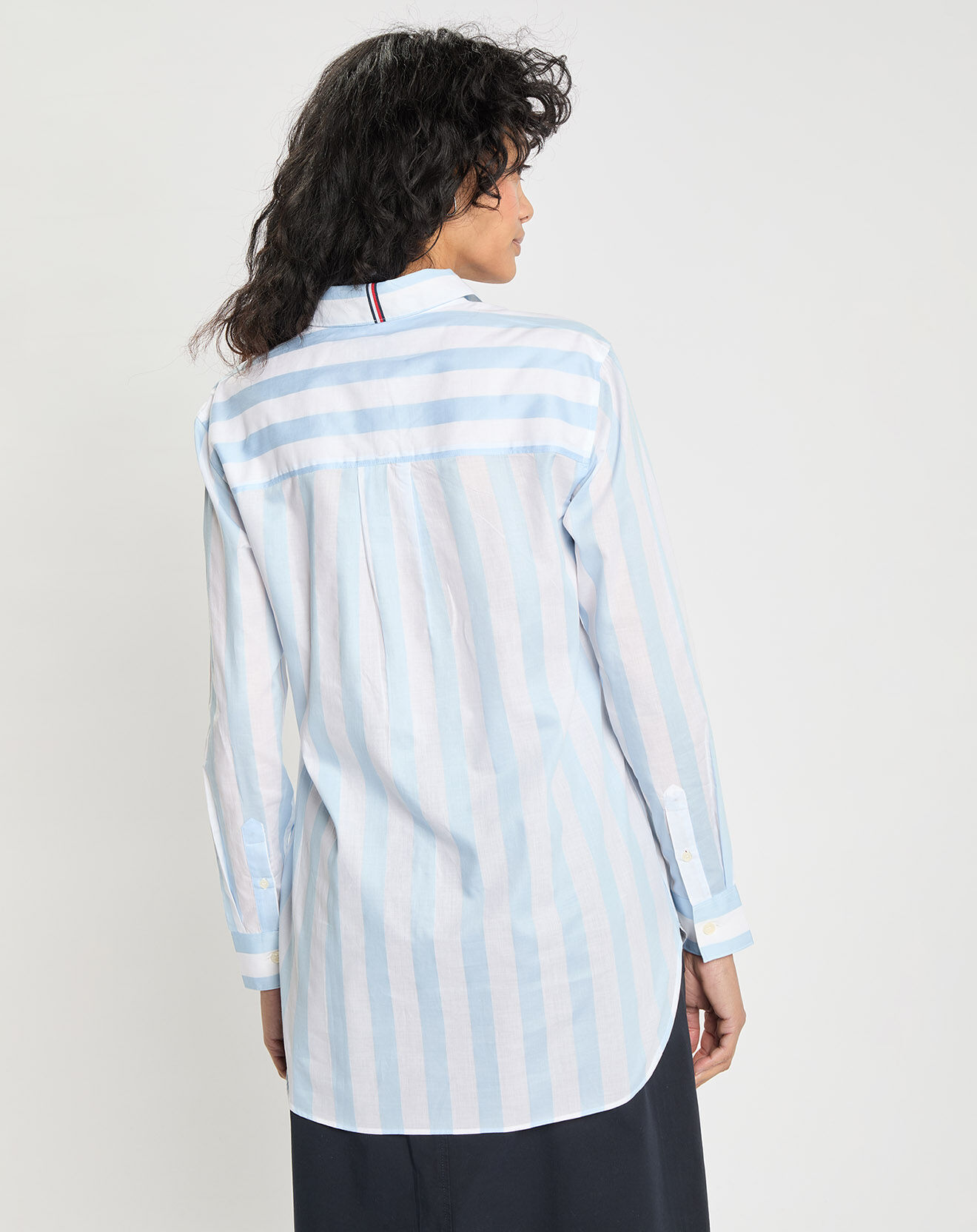 Tommy Hilfiger Chemise droite oversized rayures ciel/blanc