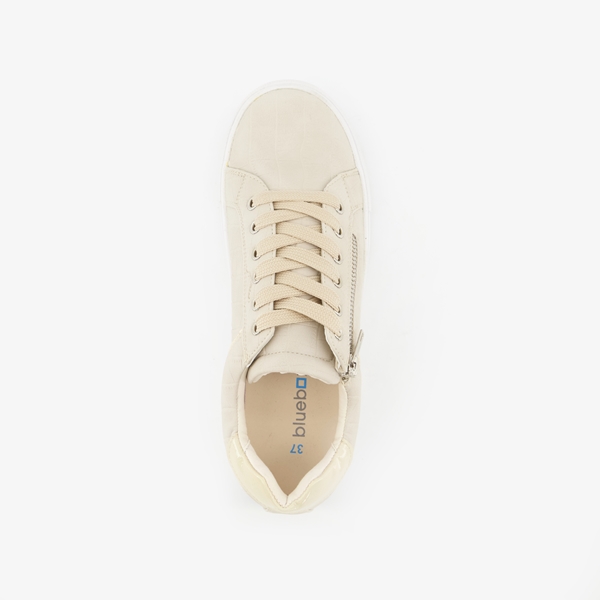 Blue Box beige dames sneakers met croco reliëf