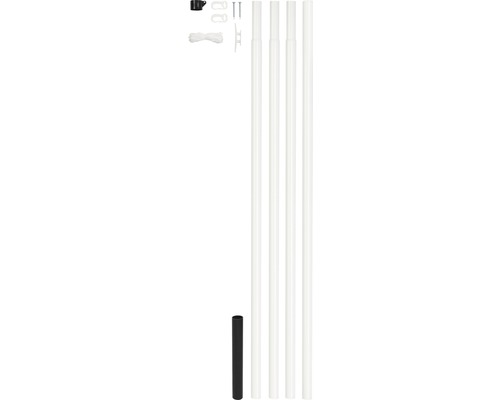 Witte stalen vlaggenmast voor betonnering, cilindrisch, 6,15 m