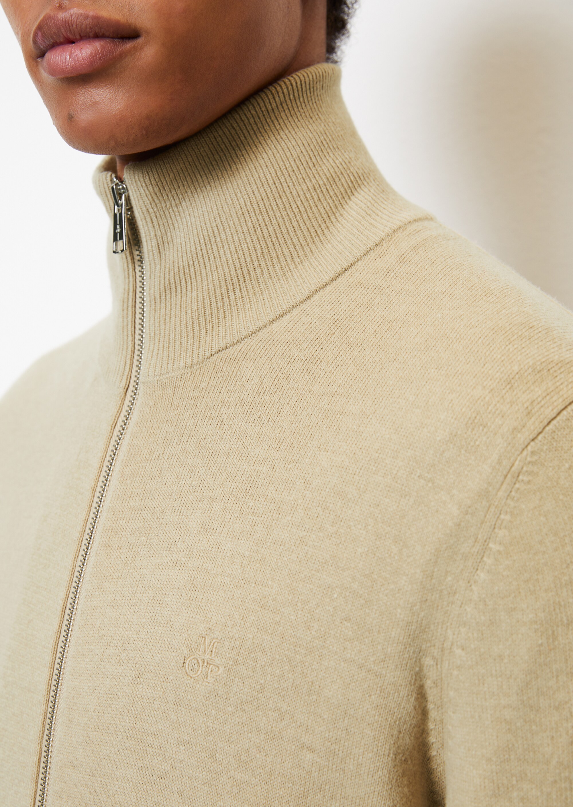 Zip-Cardigan regular aus softem Baumwolle-Schurwolle-Mix