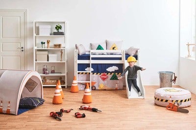 Hoppekids ECO Dream Halvhøy Loftseng med Sklie og Stige 90x200, Hvit