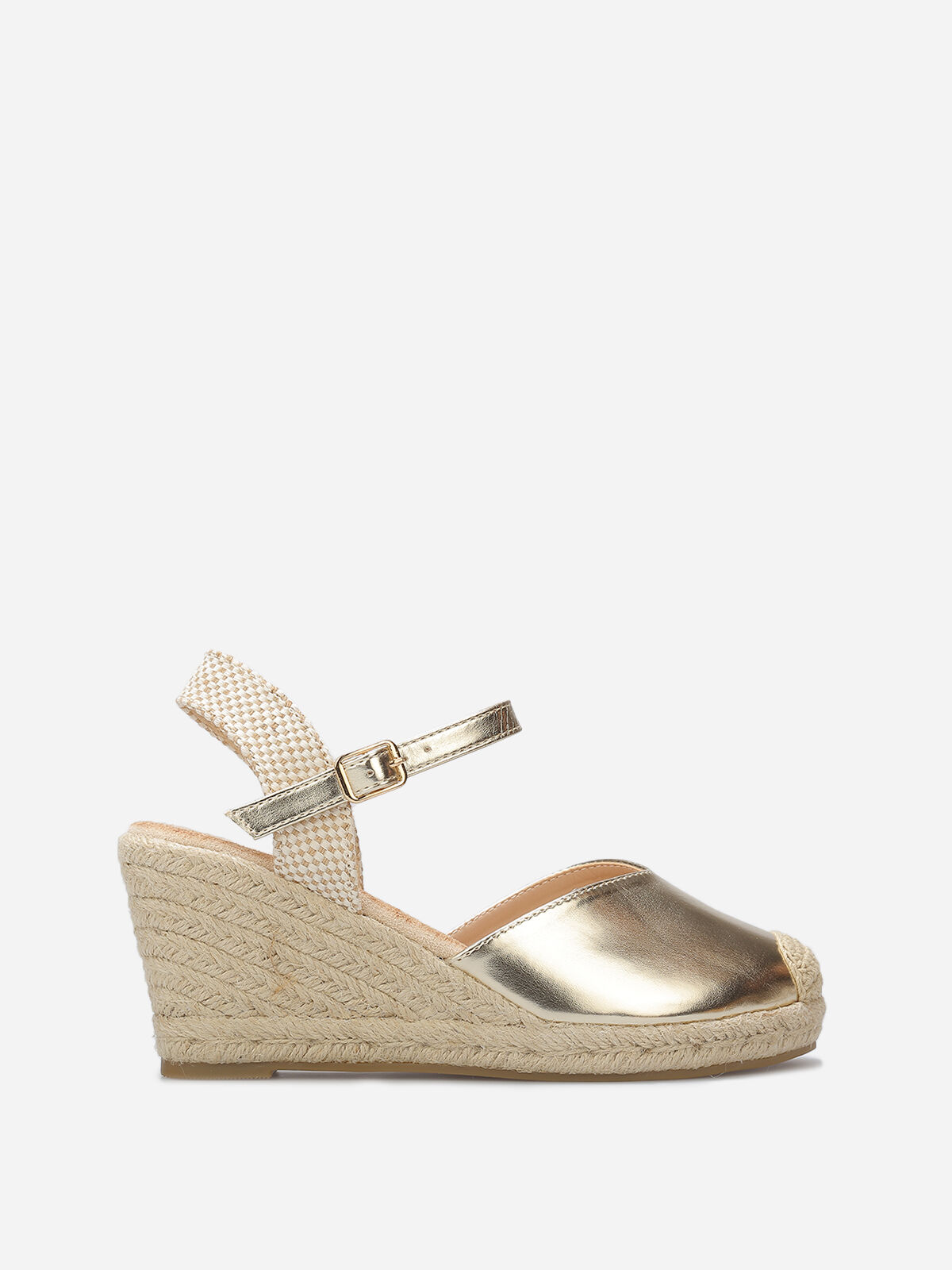 Espadrilles compensées en simili- Doré