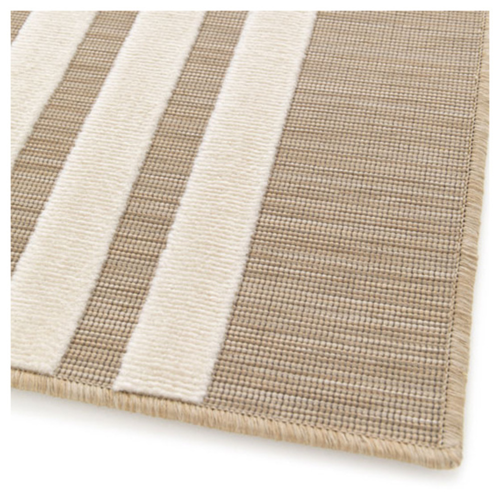 Tapis intérieur et extérieur en relief - luna - beige et noir - 80 x 150 cm