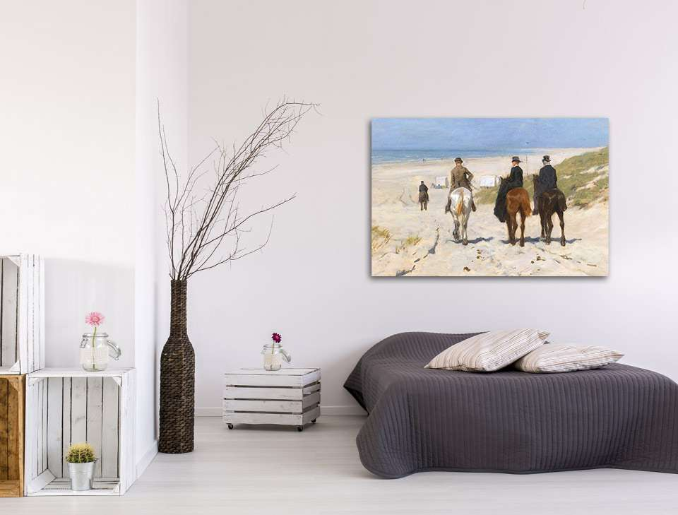 Morgenrit langs het strand - Print op plexiglas 90 x 60 cm