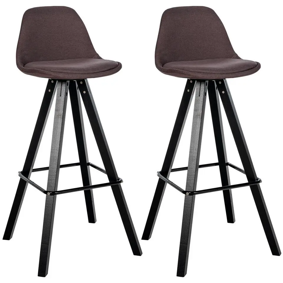 CLP Set van 2 Barkruk Corbin zwart Frame - Stof - bruin