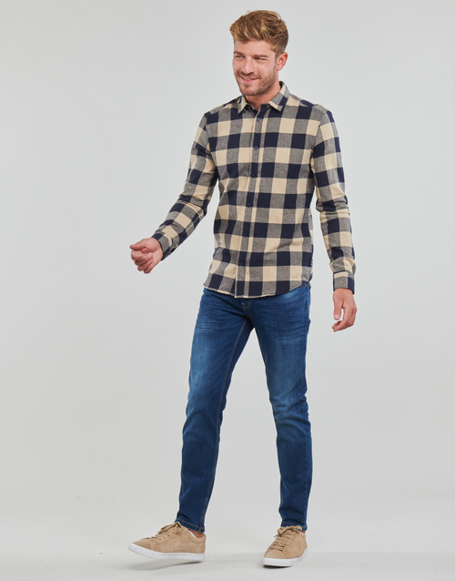 Only & Sons  - ONSGUDMUND LIFE LS CHECKED SHIRT - Marine / Beige