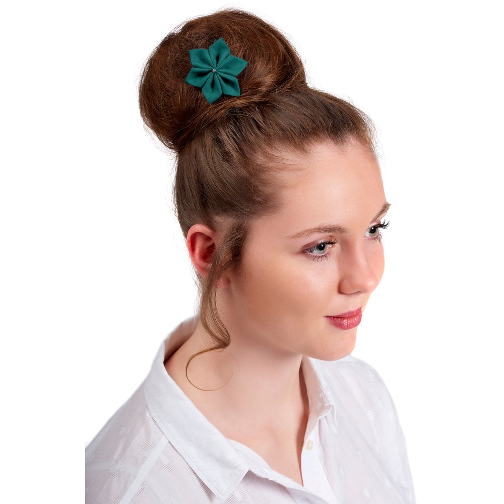 Barrette Fleur Étoile 4 Vert Émeraude