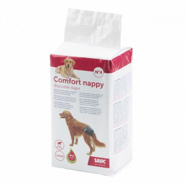 Couche jetable noire pour incontinence Comfort Nappy Savic pour chien