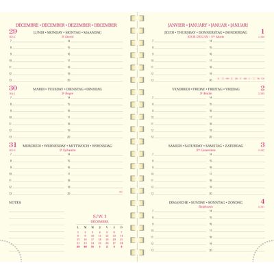 Agenda de poche Volga Eurotime 16S - 1 semaine sur 2 pages - 9 x 16 cm - disponible dans différentes couleurs - Exacompta