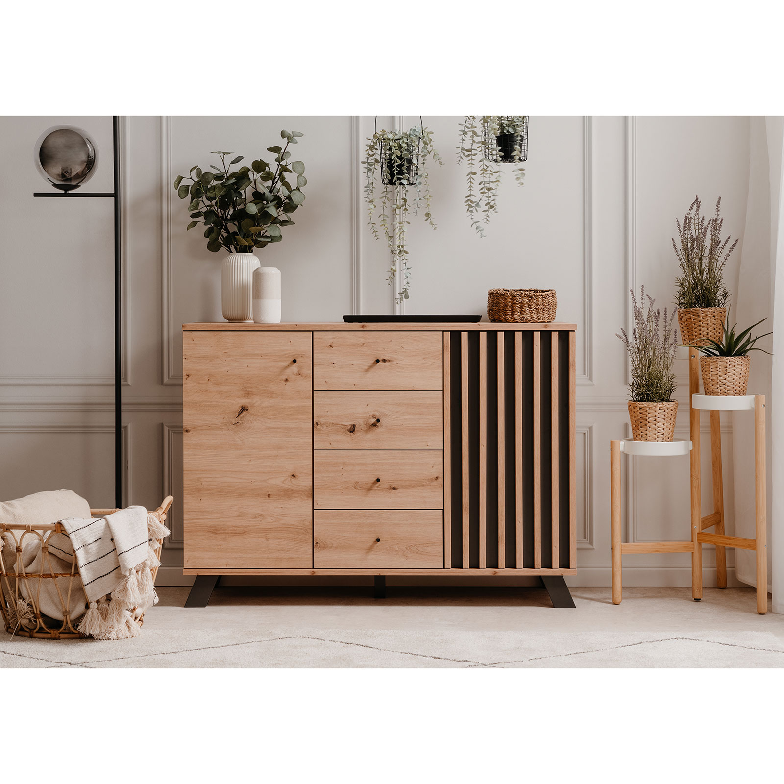 Kommode MEDAN - Artisan Eiche - anthrazit - 118 cm breit