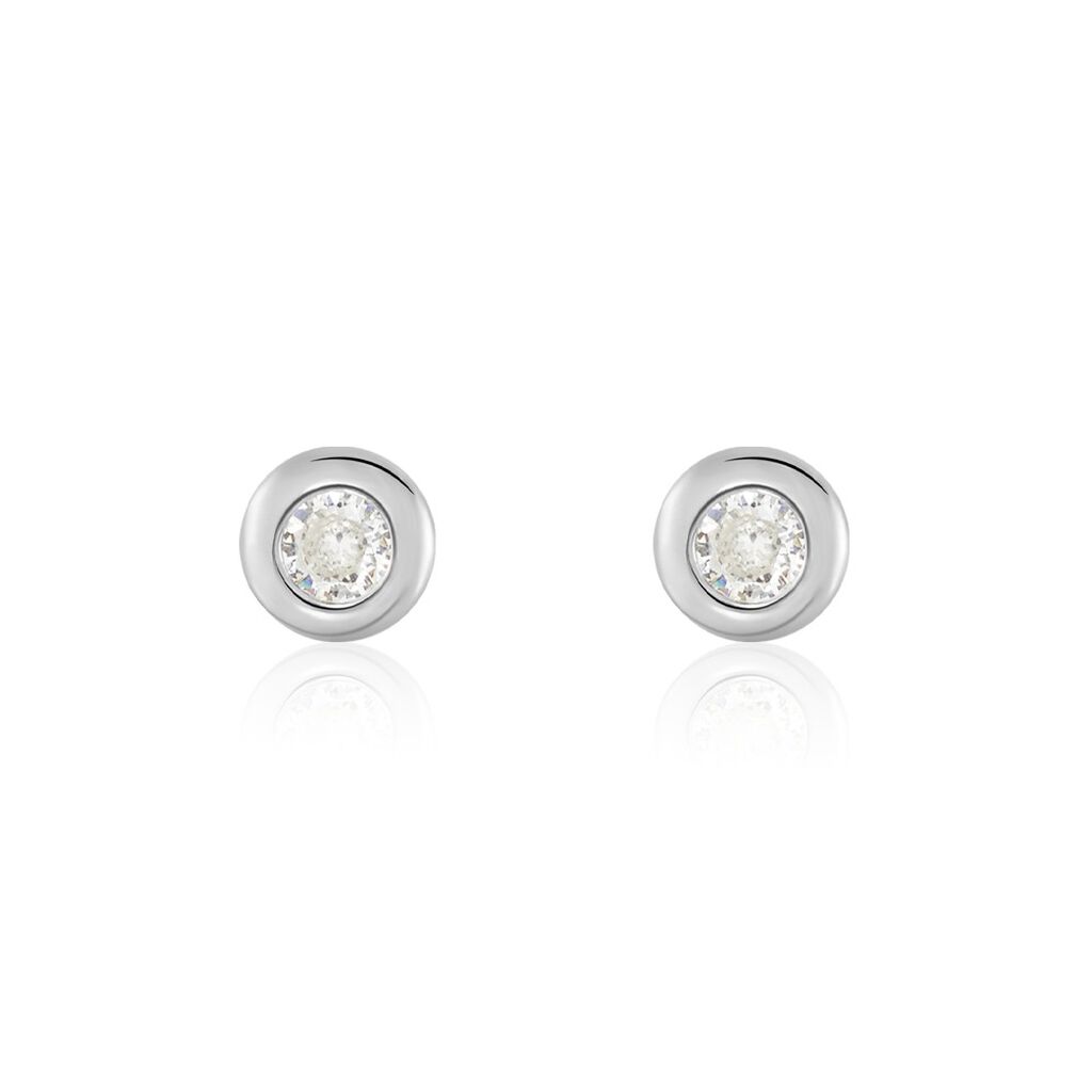 Boucles D'oreilles Puces Argent Blanc Laureano Oxydes De Zirconium