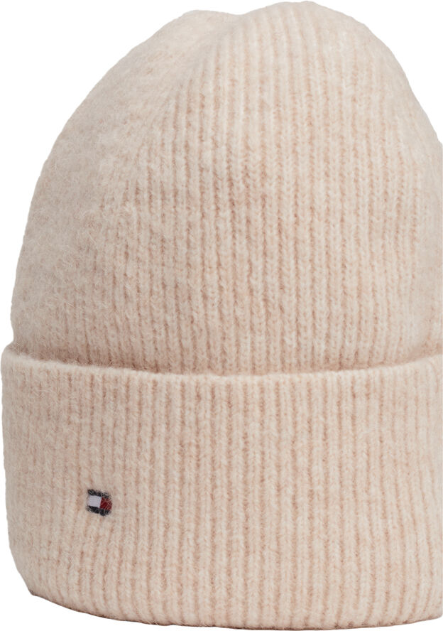 Tommy Hilfiger ESSENTIAL FLAG FUZZY BEANIE Pink bloom