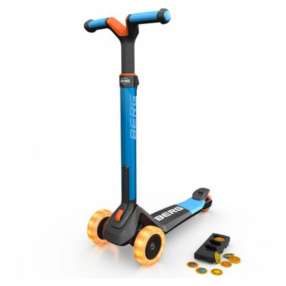 Nexo trottinette pliable bleu-roues led et jeu magnétique