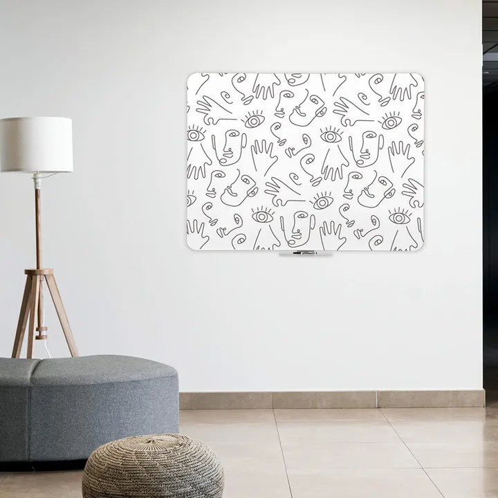 Whiteboard rammeløs 117x150 cm hvid - inkl. 30 cm pennebakke, 1 marker og 3 magneter
