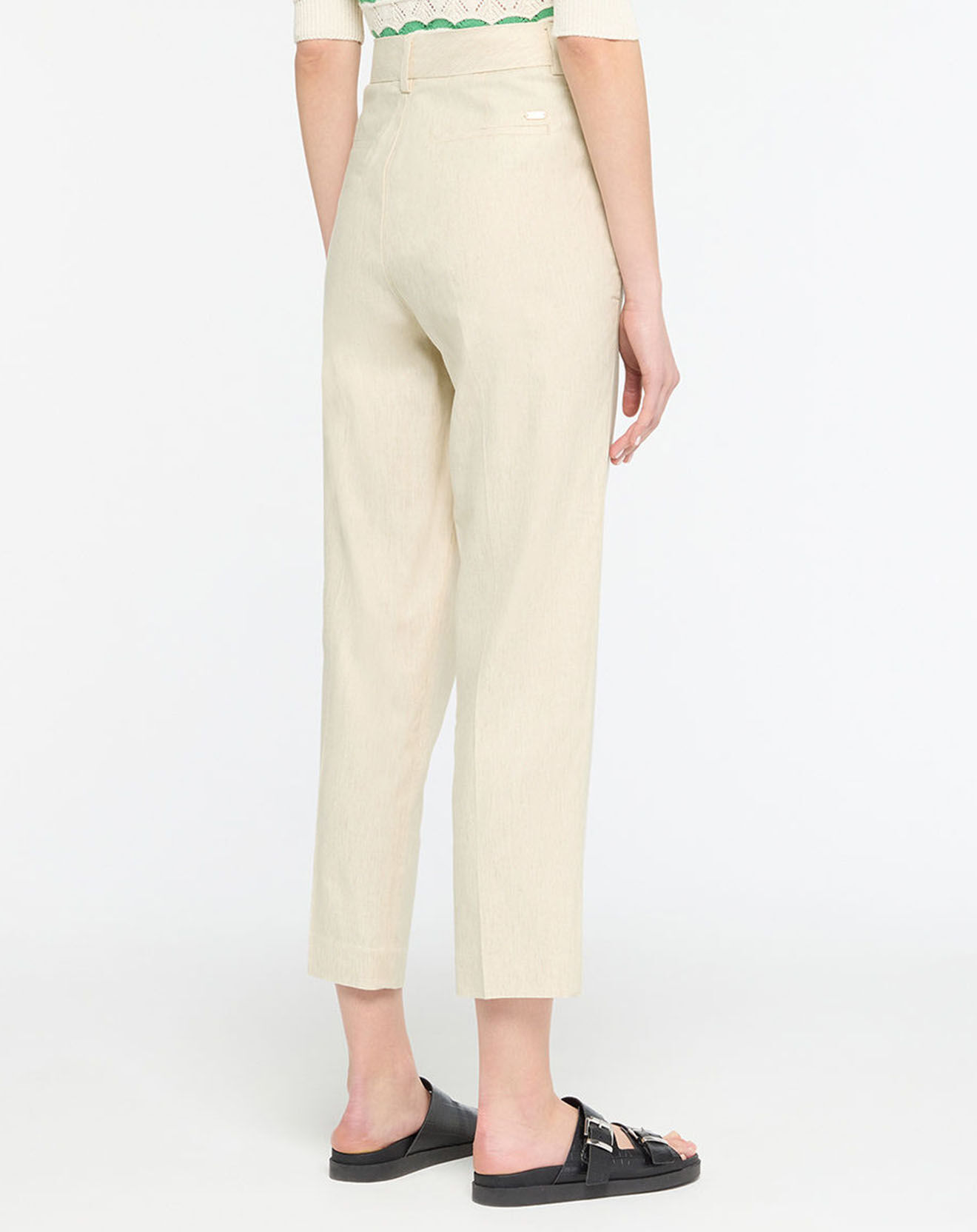 Scotch & Soda Pantalon en Lin mélangé à pinces écru