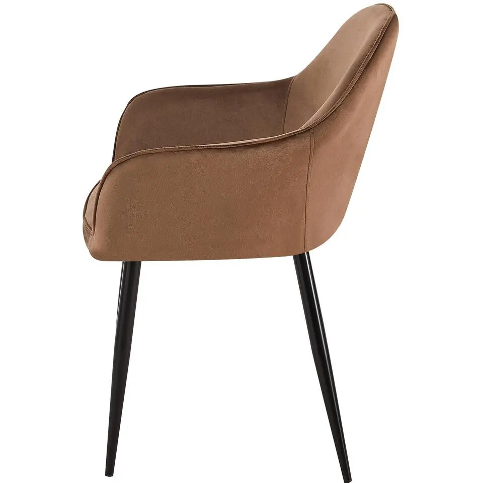 CLP Eetkamerstoel Boise mat zwart Frame - Fluweel - bruin