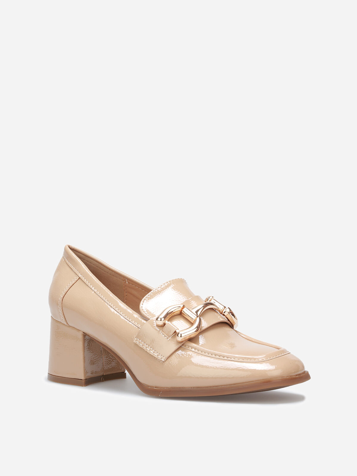 Mocassins à talon et mors dorés- Beige