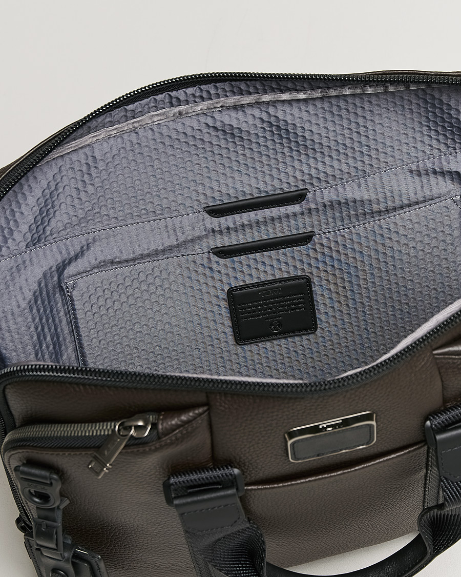 TUMI Alpha Bravo Acadamy Leather Brief Dark Brown