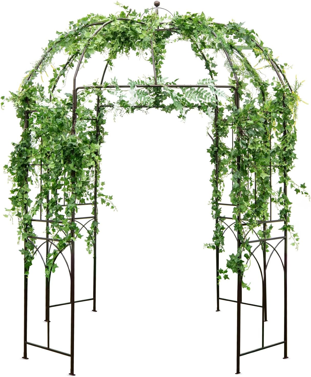 COSTWAY Rosenbogen, Metall Torbogen Rankhilfe Rankgitter Rankbogen Gartenbogen, Rosenpavillon für Kletterpflanzen, Hochzeit, 211 x 211 x 256 cm