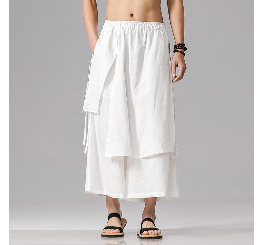 Sparrow Farm - Elastische taille gelaagde cropped wijde broek