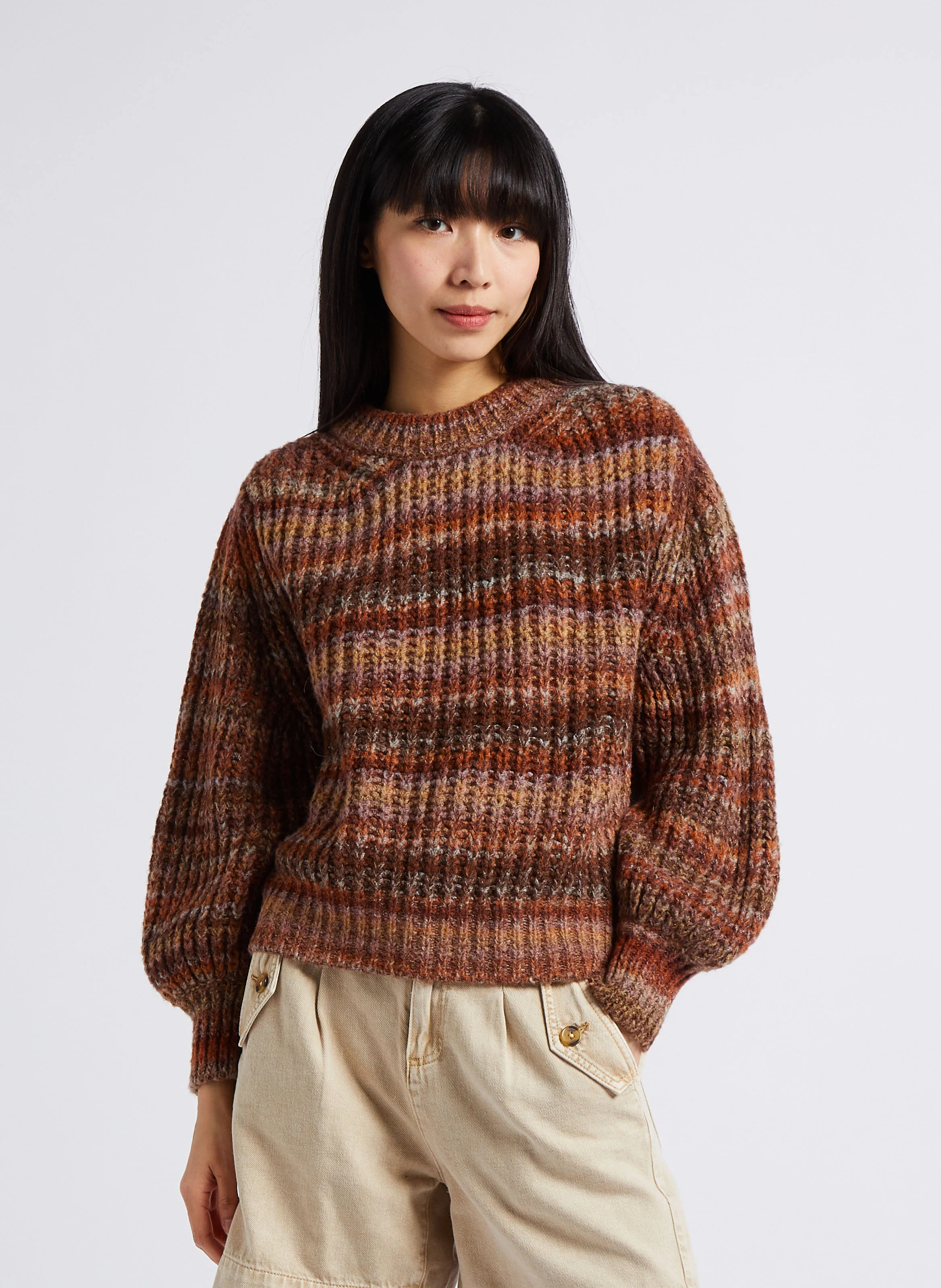 DINA - Pull col rond| Marron