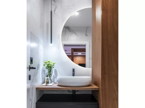 Magnifique Grand Miroir LED Demi-Rond pour Chambre 100cm - lumière neutre