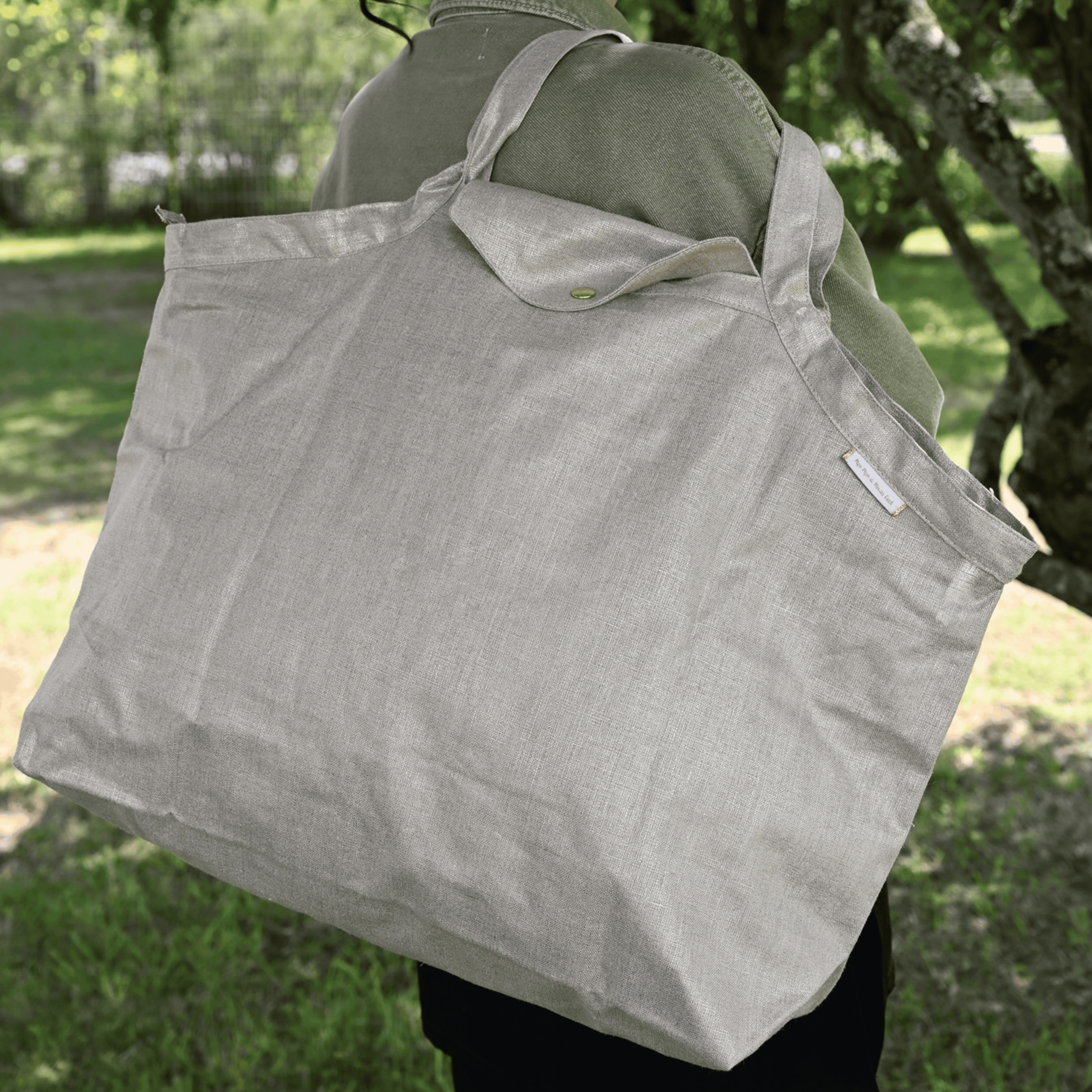 Grand Sac Cabas En Tissu Lin Doré