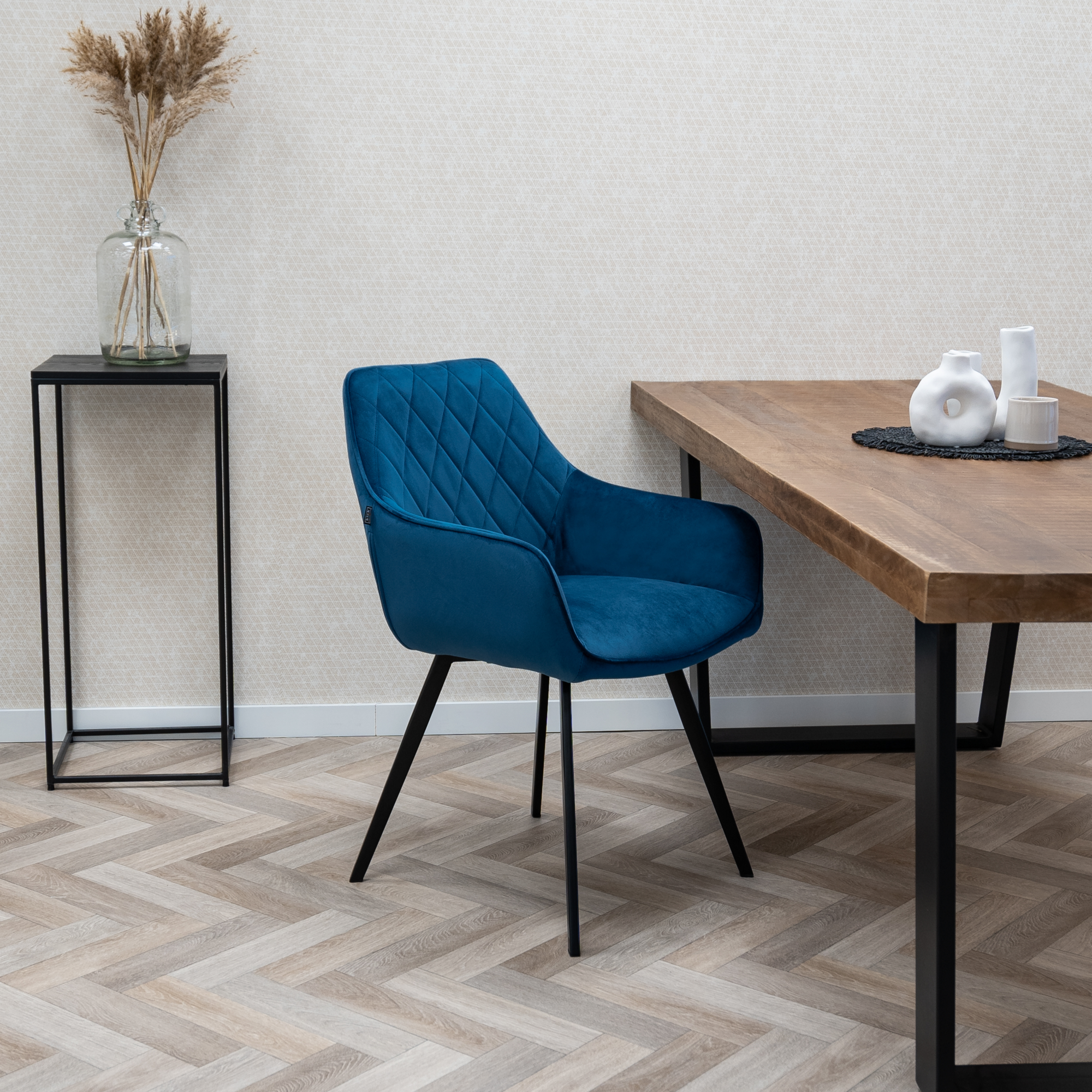 Kick eetkamerstoel  Karl Velvet - donkerblauw