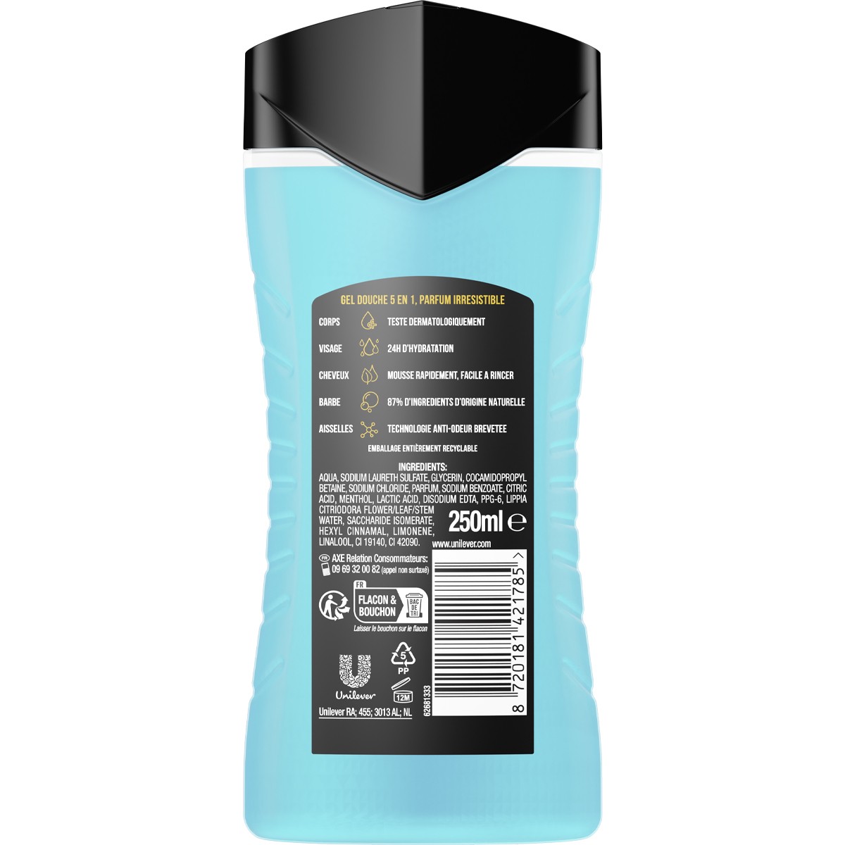 Gel douche 5-en-1 - Ice cool - Homme - 250 ml