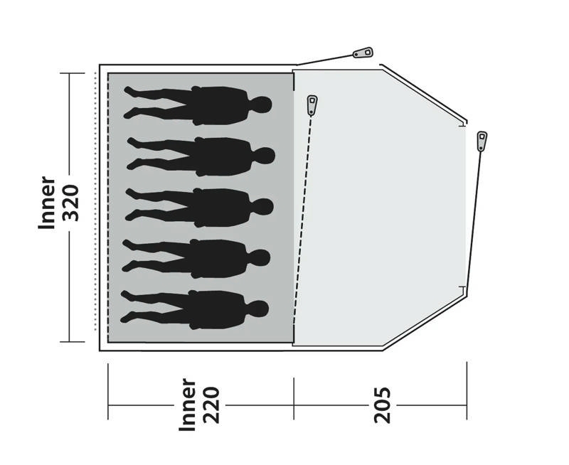Outwell Earth 5 Plus Tunnelzelt für 5 Personen dunkelgrün