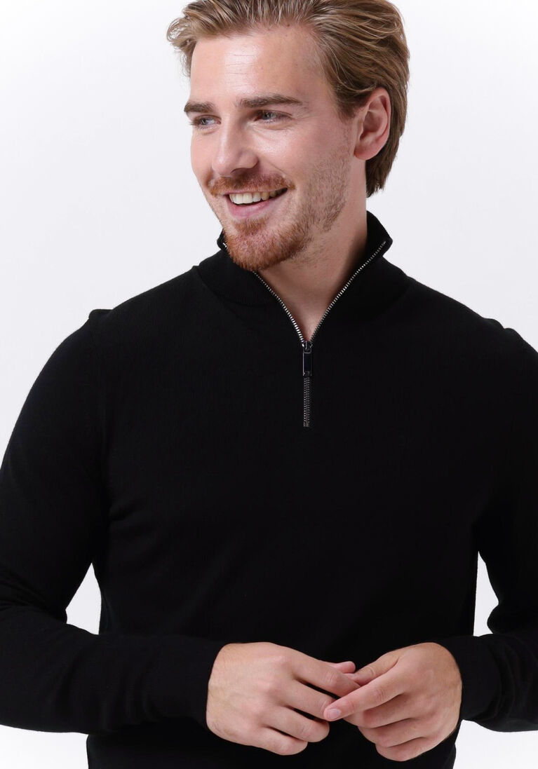 CALVIN KLEIN zwarte calvin klein trui superior wool quarter zip