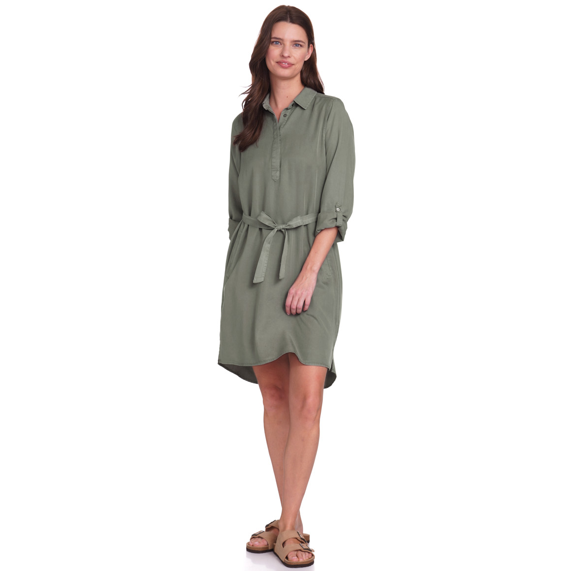 Gina Benotti Damen Kleid mit Bindeband salbei