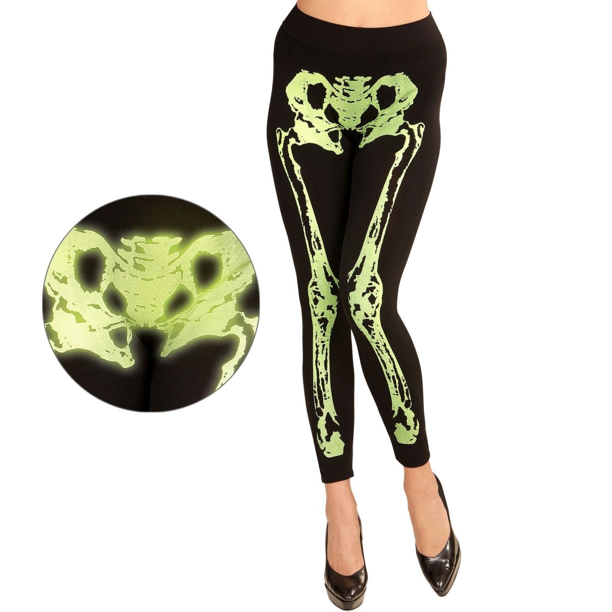 Halloween Legging Neon Groen Skelet