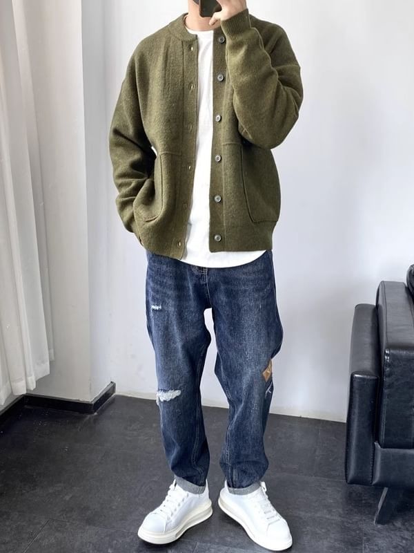 GRAYCIOUS - Effen vest met ronde hals en knoopjes