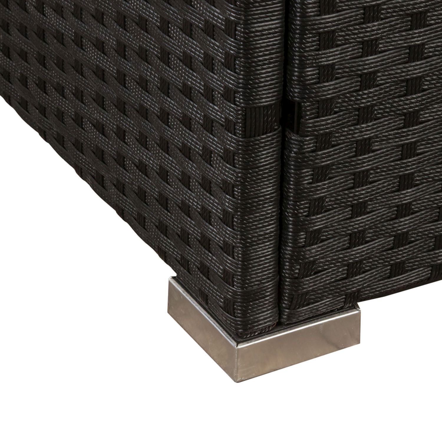 Juskys Polyrattan Lounge Nassau schwarz für 5 Personen mit Ecksofa & Tisch – Bezüge Dunkelgrau