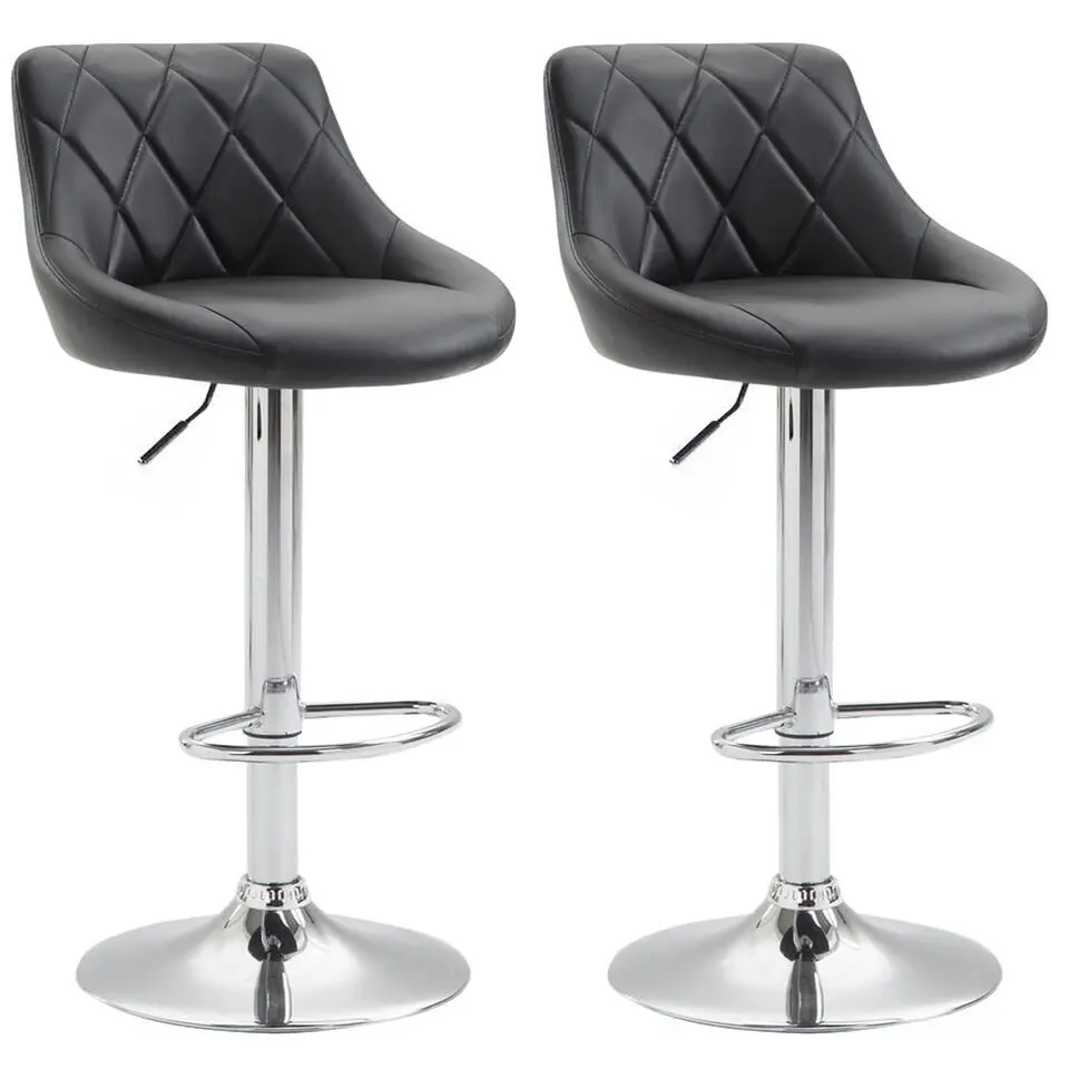 CLP Set van 2 Barkruk Lazio chroom Frame - Kunstleer - zwart