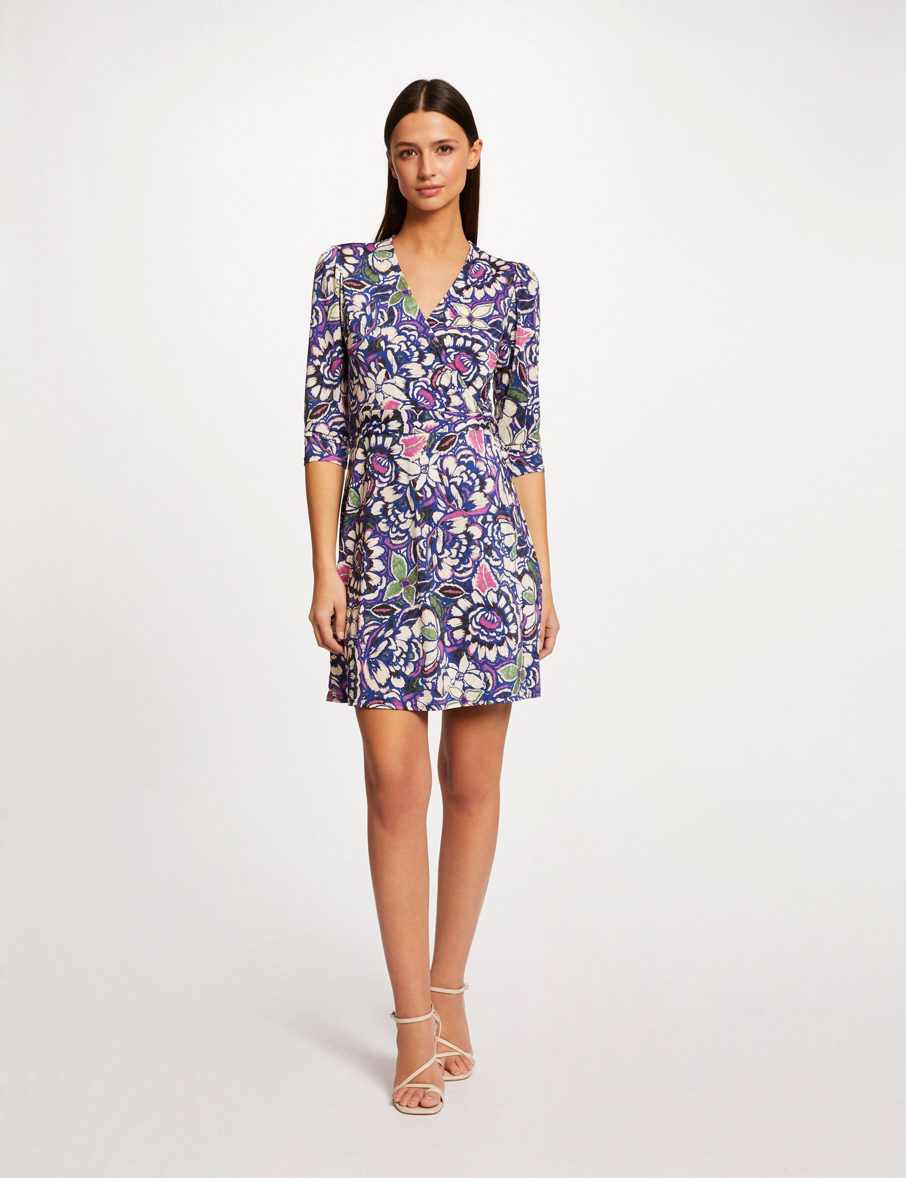 Robe portefeuille imprimé végétal multico femme - multico
