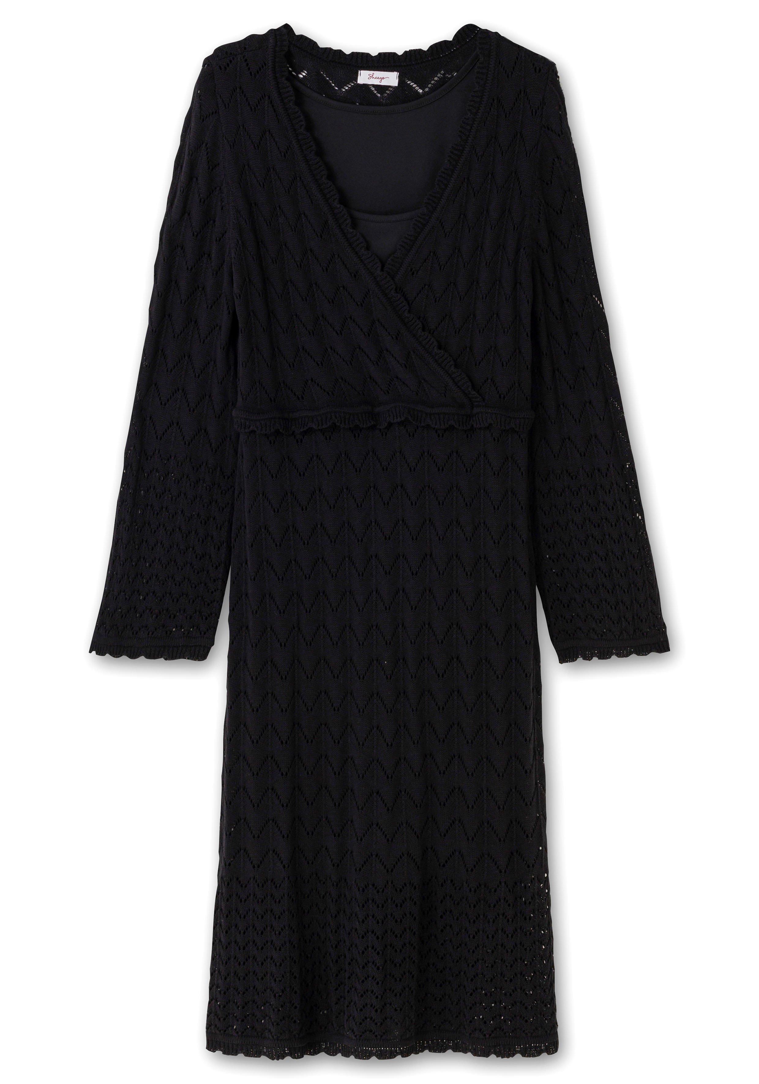 Strickkleid im Ajourmuster und in Wickeloptik