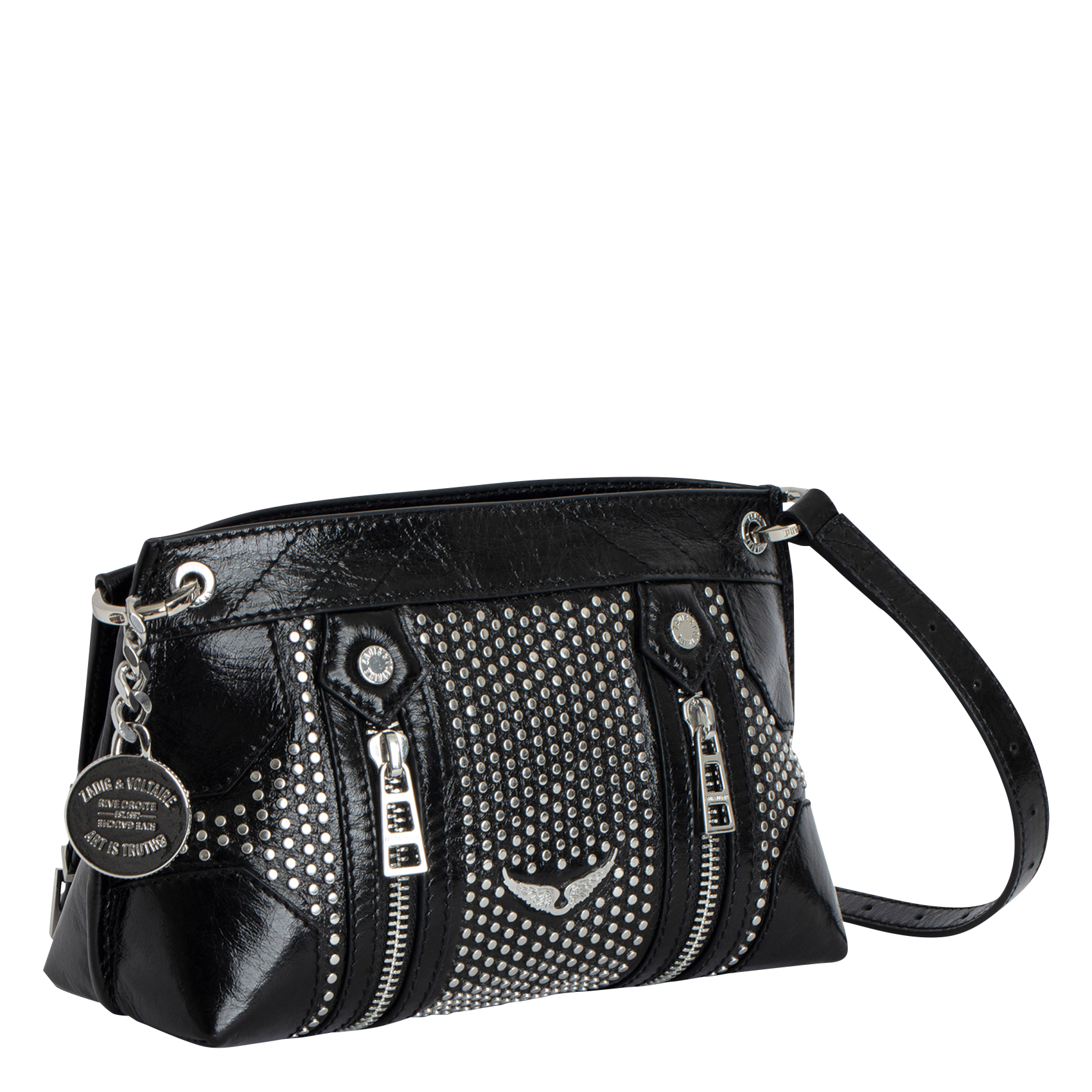 SUNNY MOOD - Sac bandoulière en cuir vernis | Noir