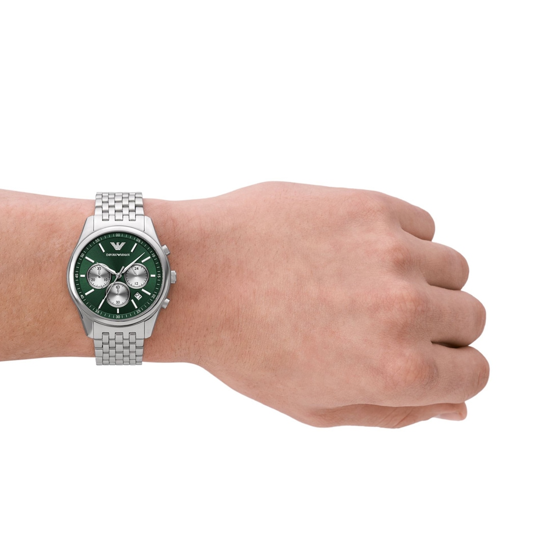 Emporio Armani Antonio Chronograph Silbrig / Grün