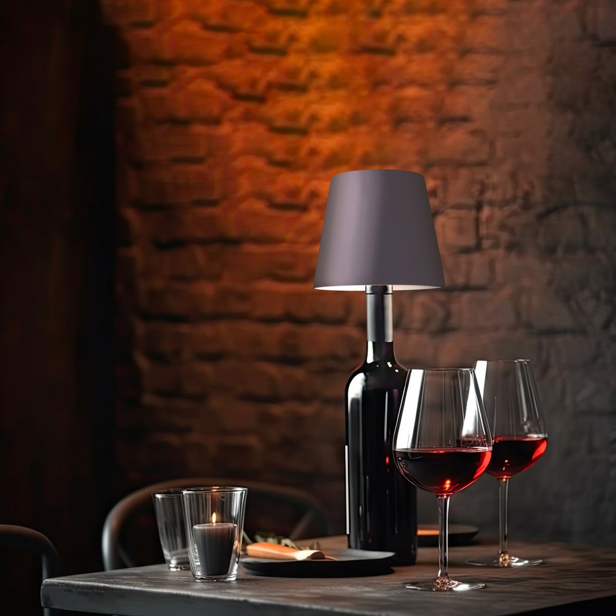 LED 2-in-1 lamp: tafellamp en flessenlamp in één, zilver, draadloos, dimbaar, oplaadbaar via USB, voor bevestiging aan flessen of als tafellamp voor thuis, restaurants, hotels, bars