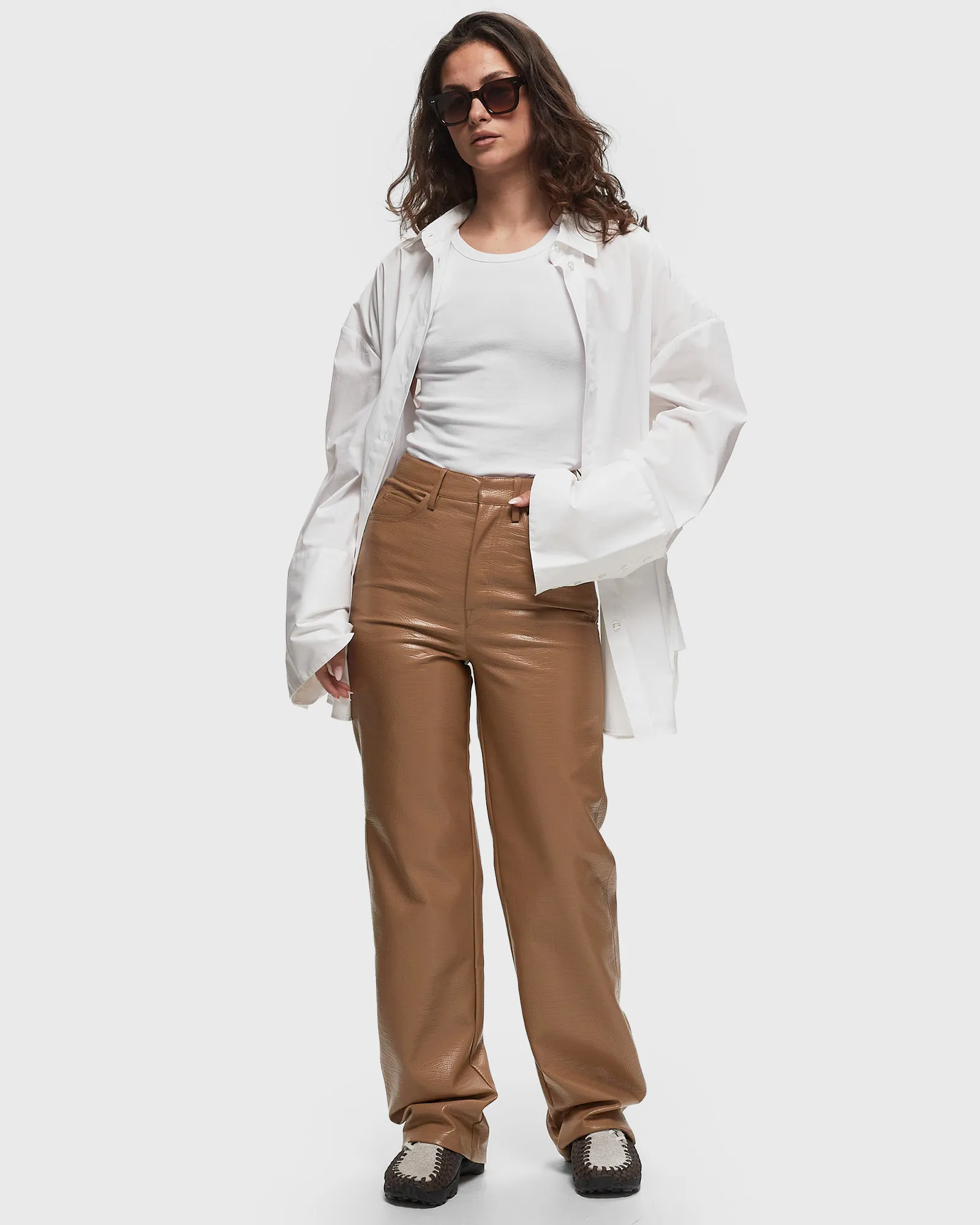 ROTATE Birger Christensen TEXTURED STRAIGHT PANTS
